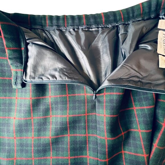 Vtg Pendleton Wool Plaid Pencil Skirt Sz 14P High-Waisted Green Blue Red Back Sl - Picture 6 of 12